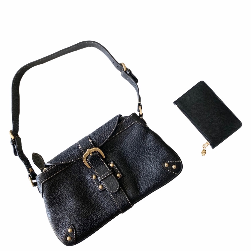 HTF: Dooney & Bourke ✪ Pebbled Leather Handbag ✪ Black with Gold Hardware ✪ - Picture 7 of 12